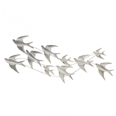Decorare Met Perete Birds Silver 122x1x45.5