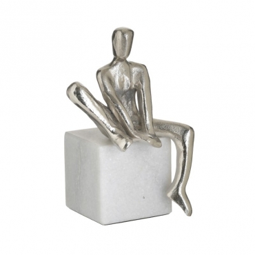 Statueta Metal Sitting Silver 12x11x18